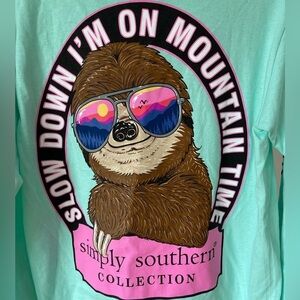 Simply Southern new with tags long sleeve sloth mountain time tee shirt